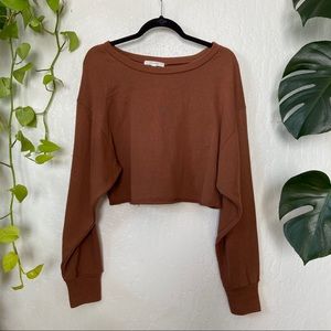 Brown cropped oversized sweater